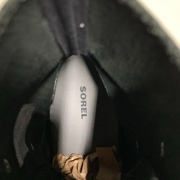 Sorel Joan of Artic Wedge Mid Women's 10 Black Leather Boots Booties Calf Length - Picture 8 of 9